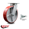 Service Caster 8 Inch Kingpinless Red Poly on Steel Wheel Swivel Caster with Swivel Lock SCC SCC-KP30S820-PUR-RS-BSL